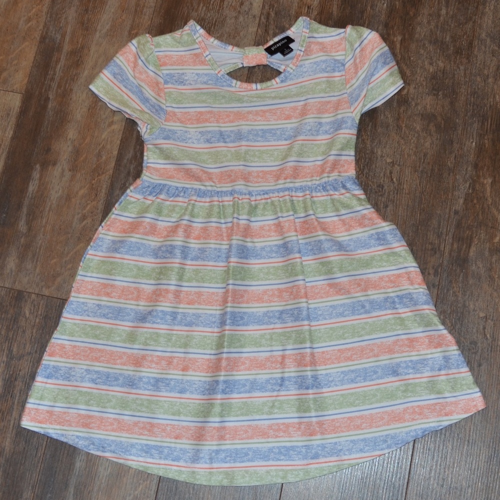 Picapino Dress - Orange, Blue and Green Stripes